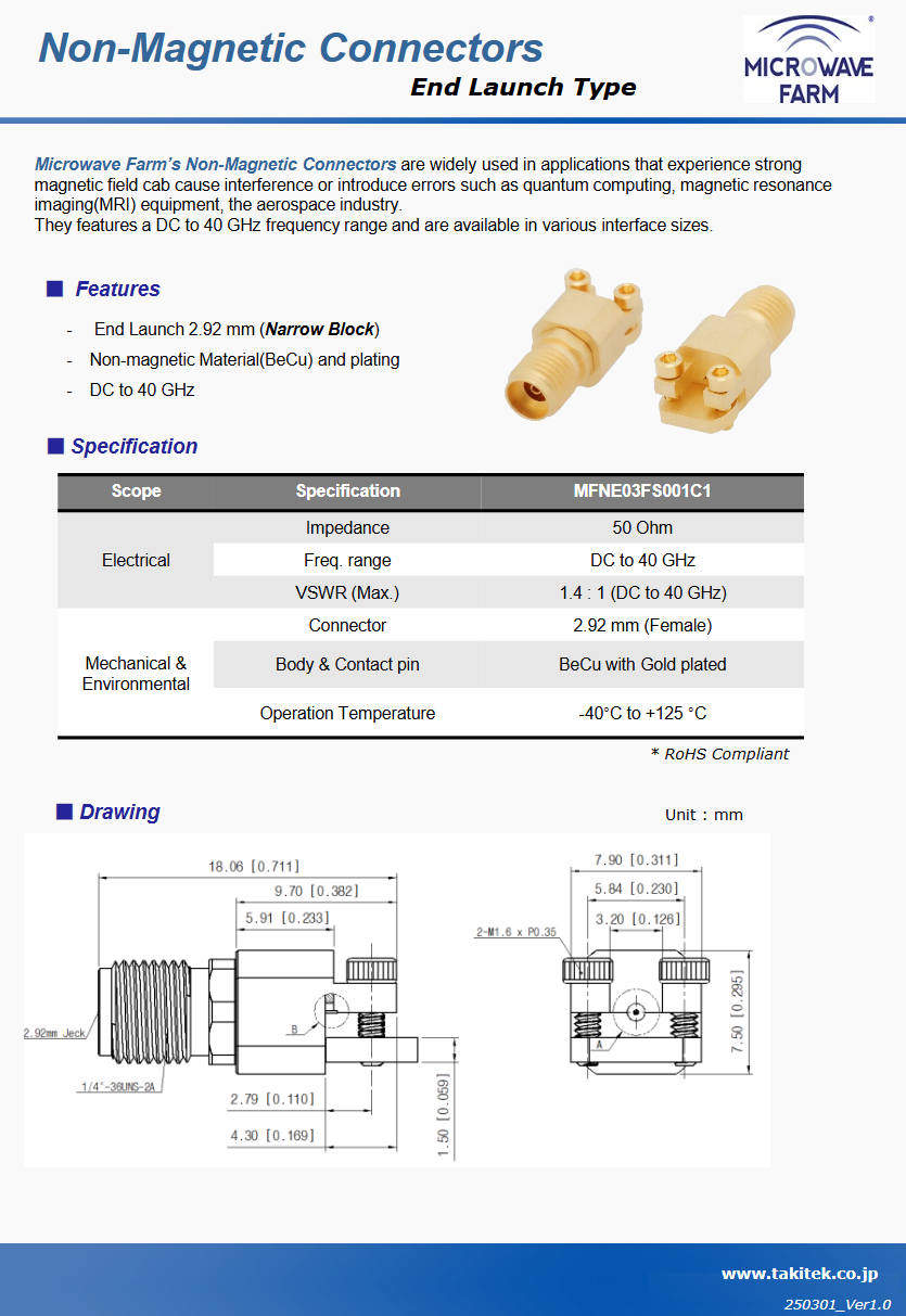 End Launch Connectors Datasheet