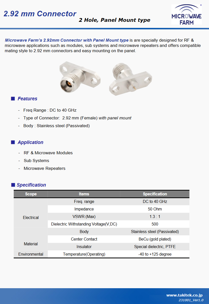 Panel Mount コネクタ